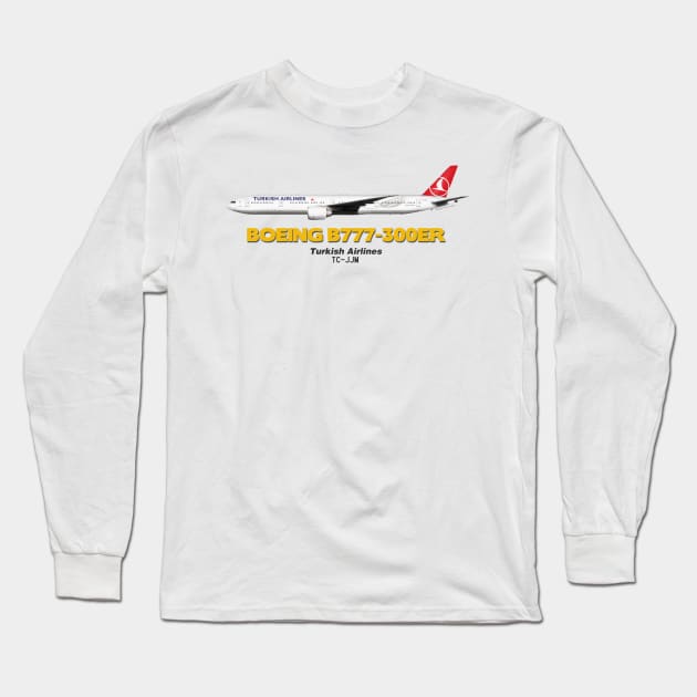 Boeing B777-300ER - Turkish Airlines Long Sleeve T-Shirt by TheArtofFlying